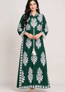 Elegant Green Kurta with White Embroidery
