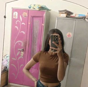 brown crop top