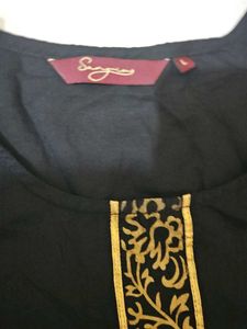 Elegant Black Kurta Set with Gold Embroidery