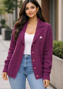 Chic Purple Knit Cardigan