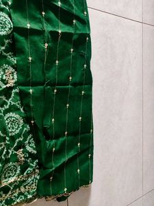 Beautiful Dark Green Bandhani Saree