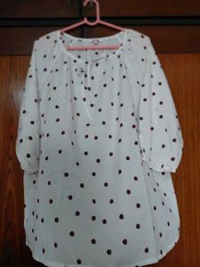 White Top with Red Ladybug Print