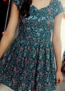 Green Floral Print Summer Dress
