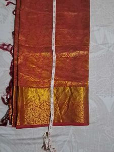 Red &amp; Gold Brocade Silk Saree