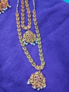 Copper Base Long South Indian Jewellery Set.