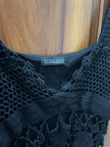 black crochet top