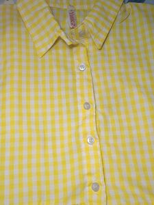 Cute Yellow Gingham Peplum Top