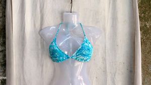 17410. Blue Floral Bikini Top