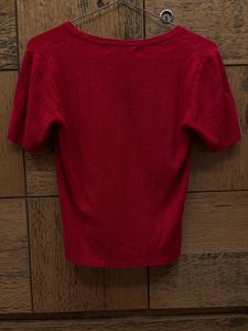 Red Short Sleeve Knit Top
