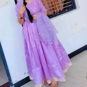 Elegant Lavender anarkali with dupatta
