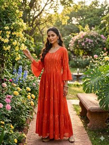 Orange Tiered Maxi Dress
