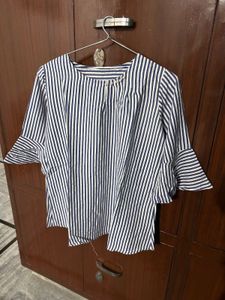 Chic Striped Bell Sleeve Top