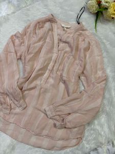 Light Pink Striped V-Neck Tunic