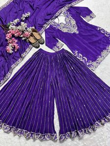 Stunning Purple Embroidered Kurta Set