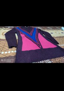 Colorful V-Neck Knit Sweater