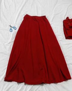 Chic Red Top and Skirt Set with Embellishments