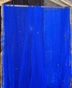 Royal Blue Net Dupatta with Embellishments