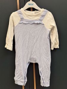 Baby Striped Overalls with Headband