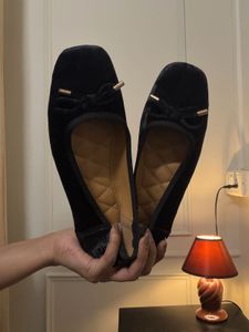 Rag&Co Velvet Bow detail Ballerina shoes