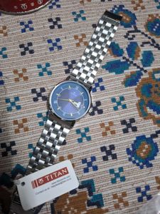 Titan Blue Dial Stainless Steel Watch