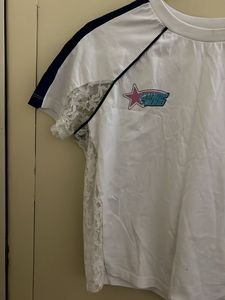 Track Star White Lace Trim T-Shirt