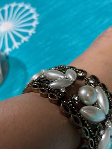 Antique Artificial Bracelet With White Pearl Work