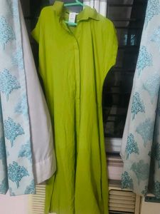 Vibrant Lime Green Maxi Shirt Dress
