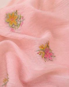 🌸 Baby Pink Floral Embroidered Saree