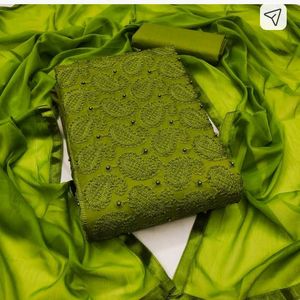 Green Stitched Dress Material Fixed Price
