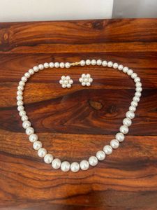 Pearl Necklace &amp; Stud Earrings Set