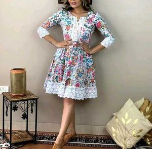 Boho Floral Lace Trim Mini Dress