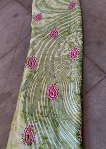Green Silk Shiny Saree