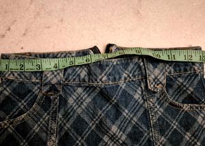 Denim Plaid Mini Skirt