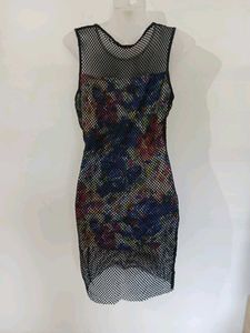 Floral Mesh Sheer Mini Dress