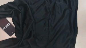 SHEIN BLACK HALTER COWL NECK TOP