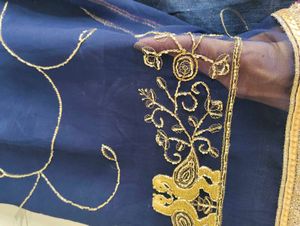 Elegant Navy Blue Embroidered saree