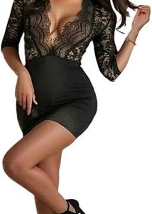 I. Black Lace Trim Bodycon Dress
