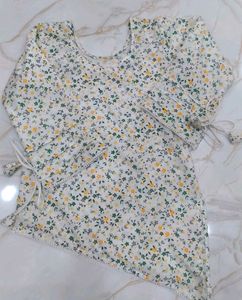 Floral Print Asymmetrical Tunic Top