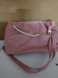 Pink Handbag with Pearl Detail