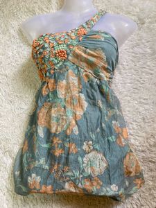 Y2K Boho Floral One-Shoulder tops