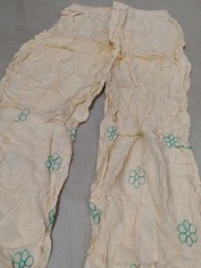 Embroidered Cream Palazzos