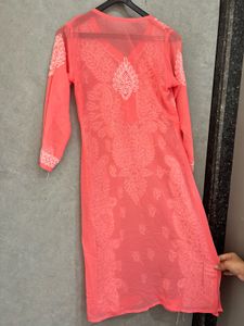 Peach Chikankari Kurta set
