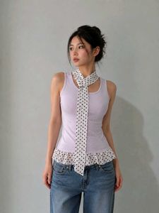 Lavender  Ruffle bolka dot top