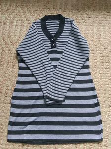 Striped V-Neck Long Sleeve Sweater Dress