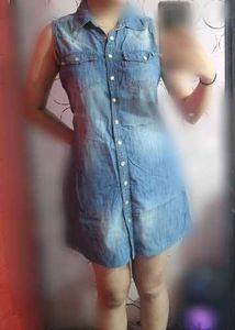 Blue Denim Sleeveless Dress