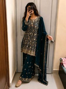 Elegant Teal stone work Salwar Kame