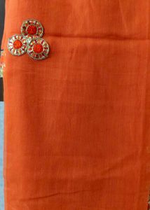 Vibrant Orange Saree with Embellished Border( only