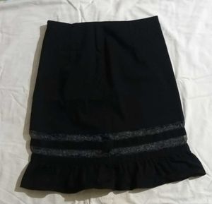 Black Skirt with Ruffled Hem