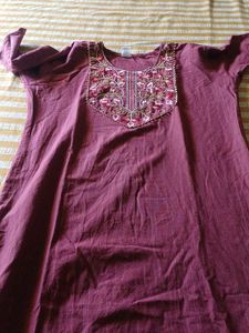 Embroidered Maroon Kurta,pant and dupatta