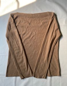 Long Sleeve Brown Knit Top